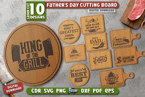Father's Day Cutting Board Bundle | Decorative Cutting Board | Mini Cutting Board | CNC Files SVG The T Store Design 