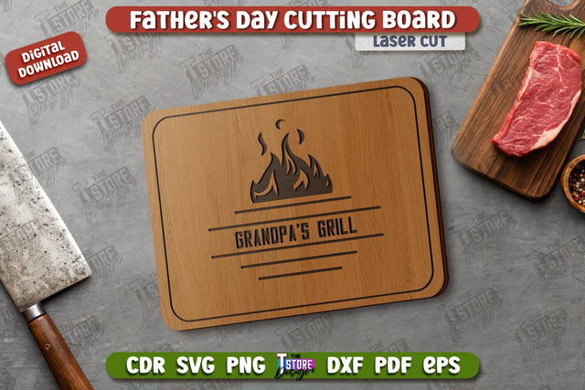 Father's Day Cutting Board | Decorative Cutting Board | Mini Cutting Board | CNC File SVG The T Store Design 
