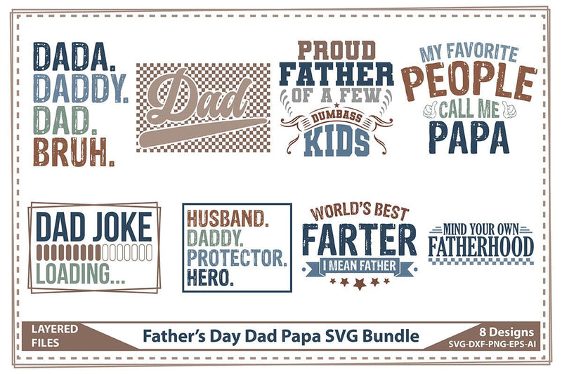 Father’s Day Dad Papa SVG Bundle SVG shah alam 