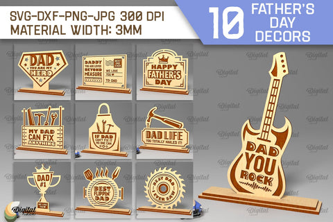 Father's Day Decor Laser Cut Bundle. Dad Day Wood Signs SVG SVG Evgenyia Guschina 