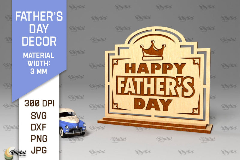 Father's Day Decor Laser Cut. Dad Day Wood Sign SVG SVG Evgenyia Guschina 