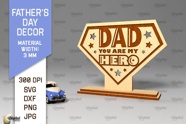 Father's Day Decor Laser Cut. Dad Day Wood Sign SVG SVG Evgenyia Guschina 