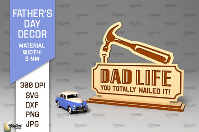 Father's Day Decor Laser Cut. Dad Day Wood Sign SVG SVG Evgenyia Guschina 