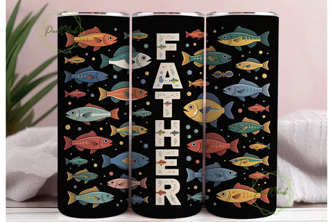 Father's Day Fishing Tumbler Wrap Sublimation PixelChick 