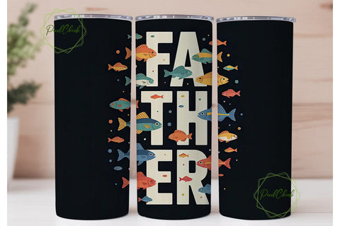 Father's Day Fishing Tumbler Wrap Sublimation PixelChick 