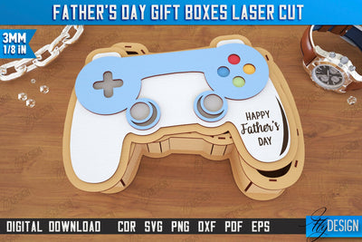 Father’s Day Gift Box Gamepad Shaped | Gamer Dad | Laser Cut Box | Storage Box | Gift Idea | CNC File SVG Fly Design 