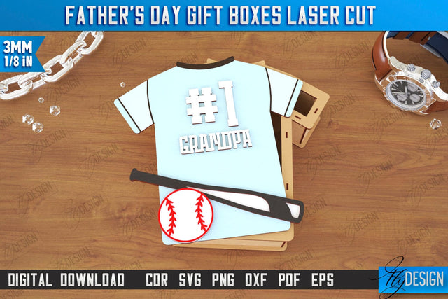 Father’s Day Gift Box | Grandpa | Sports Fan | Baseball Player | Storage Box | Gift Idea | CNC File SVG Fly Design 