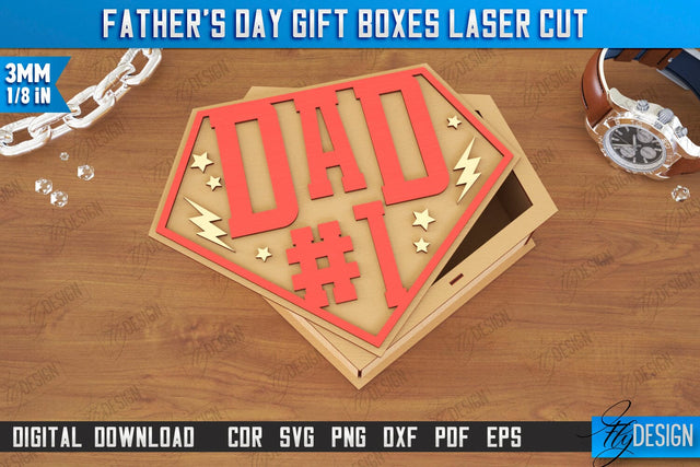 Father’s Day Gift Box Laser Cut | Dad Number One | Storage Box | Gift Idea | CNC File SVG Fly Design 
