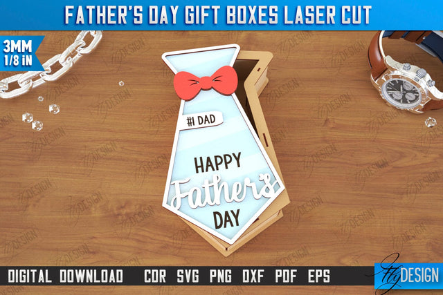 Father’s Day Gift Box | Tie-Shaped Box | Happy Father's Day | Storage Box | Gift Idea | CNC File SVG Fly Design 