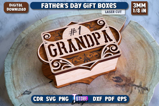 Father’s Day Gift Box | Wooden Gift Box | Storage Box | Gift Idea | CNC File SVG The T Store Design 