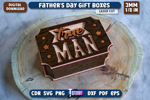 Father’s Day Gift Box | Wooden Gift Box | Storage Box | Gift Idea | CNC File SVG The T Store Design 