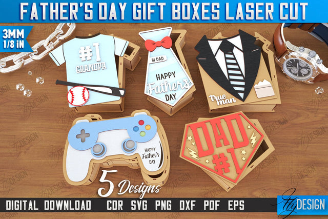 Father’s Day Gift Boxes Bundle | Wooden Gift Box | Storage Box | Gift Idea | CNC Files SVG Fly Design 