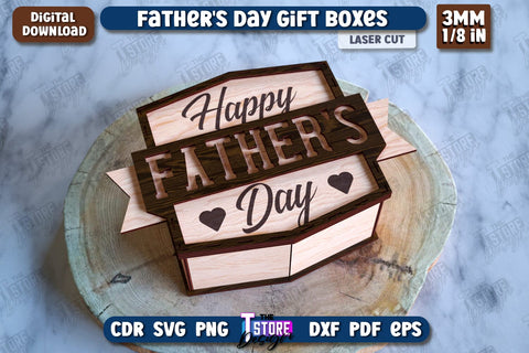 Father’s Day Gift Boxes Bundle | Wooden Gift Box | Storage Box | Gift Idea | CNC Files SVG The T Store Design 