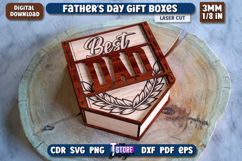 Father’s Day Gift Boxes Bundle | Wooden Gift Box | Storage Box | Gift Idea | CNC Files SVG The T Store Design 