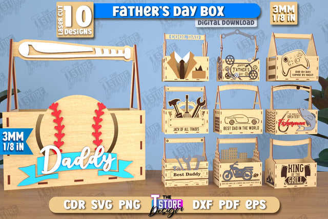 Father’s Day Gift Boxes Bundle | Wooden Gift Boxes | Storage Boxes | Gift Idea | CNC Fileы SVG The T Store Design 