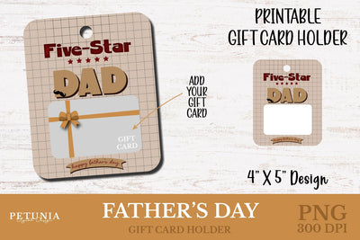 Father's Day Gift Card Holder | Father's Day PNG Sublimation Petunia Digital Design 