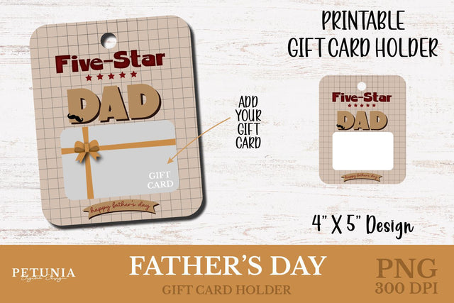 Father's Day Gift Card Holder | Father's Day PNG Sublimation Petunia Digital Design 
