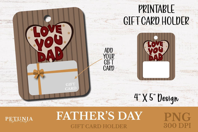 Father's Day Gift Card Holder | Father's Day PNG Sublimation Petunia Digital Design 