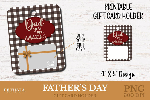 Father's Day Gift Card Holder | Father's Day PNG Sublimation Petunia Digital Design 