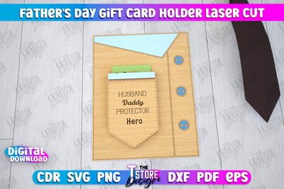Father's Day Gift Card Holder | Gift Idea | Greeting Card | CNC File SVG The T Store Design 
