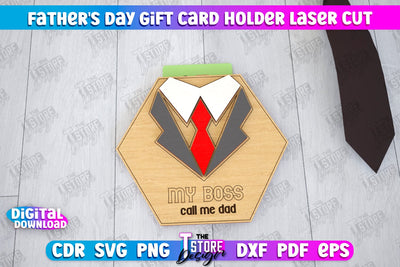 Father's Day Gift Card Holder | Gift Idea | Greeting Card | CNC File SVG The T Store Design 