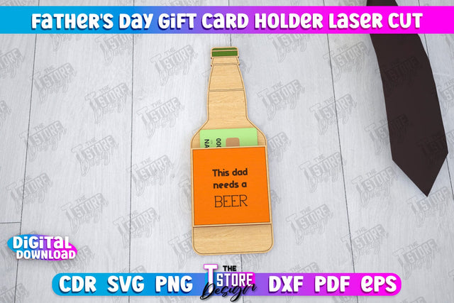 Father's Day Gift Card Holder | Gift Idea | Greeting Card | CNC File SVG The T Store Design 
