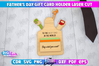 Father's Day Gift Card Holder | Gift Idea | Greeting Card | CNC File SVG The T Store Design 