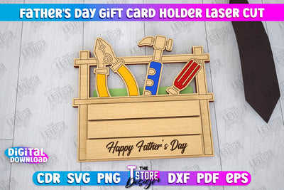 Father's Day Gift Card Holder | Gift Idea | Greeting Card | CNC File SVG The T Store Design 