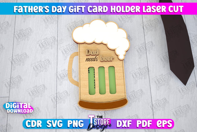 Father's Day Gift Card Holder | Gift Idea | Greeting Card | CNC File SVG The T Store Design 