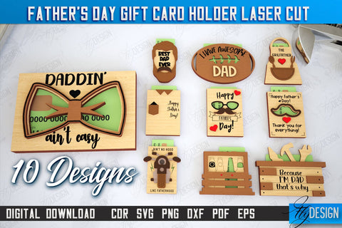 Father's Day Gift Card Holders Bundle | Gift Idea | Greeting Card | CNC Files SVG Fly Design 