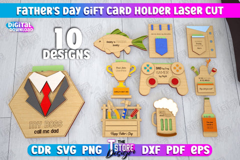 Father's Day Gift Card Holders Bundle | Gift Idea | Greeting Card | CNC Files SVG The T Store Design 