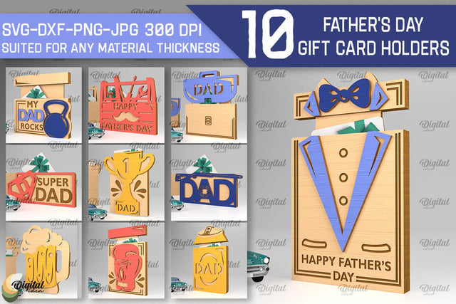 Father's Day Gift Card Holders SVG Bundle. Gift For Dad Laser Cut SVG Evgenyia Guschina 