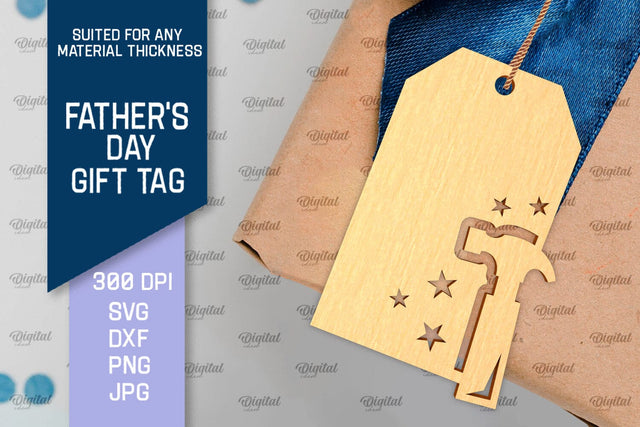 Father's Day Gift Tag Laser Cut. Gift Hang Tag SVG SVG Evgenyia Guschina 
