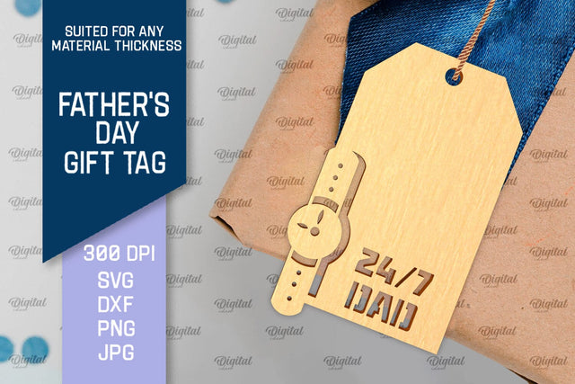 Father's Day Gift Tag Laser Cut. Gift Hang Tag SVG SVG Evgenyia Guschina 