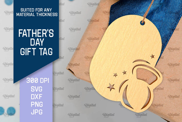 Father's Day Gift Tag Laser Cut. Gift Hang Tag SVG SVG Evgenyia Guschina 