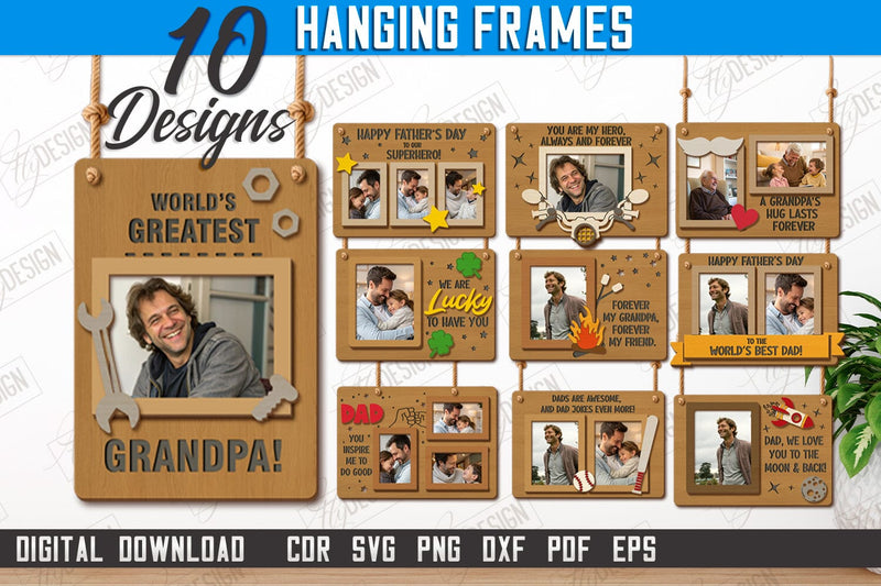 Father's Day Hanging Frames Bundle | Gift Idea | Wall Décor | Photo Frame | CNC Files SVG Fly Design 