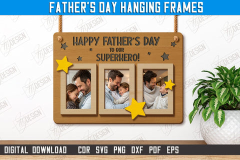 Father's Day Hanging Frames Bundle | Gift Idea | Wall Décor | Photo Frame | CNC Files SVG Fly Design 