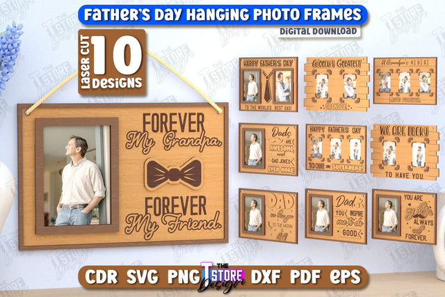 Father's Day Hanging Frames Bundle | Gift Idea | Wall Décor | Photo Frame | CNC Files SVG The T Store Design 