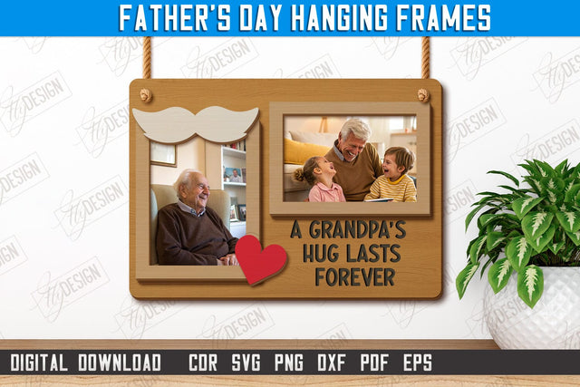 Father's Day Hanging Frames | Gift Idea | Wall Décor | Photo Frame | CNC File SVG Fly Design 