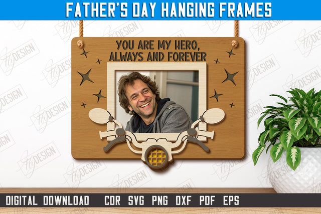Father's Day Hanging Frames | Gift Idea | Wall Décor | Photo Frame | CNC File SVG Fly Design 
