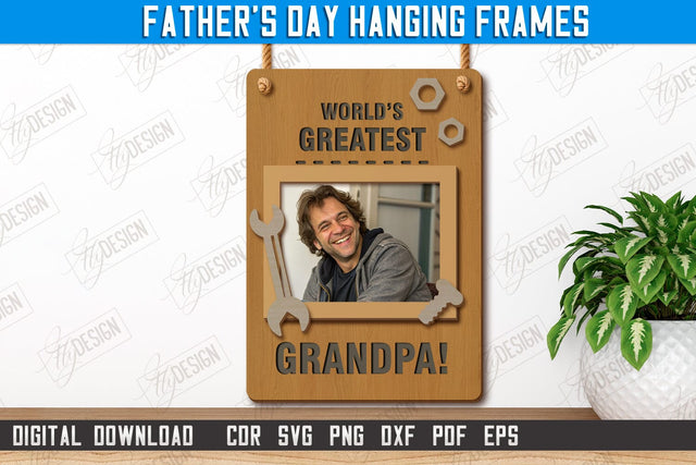 Father's Day Hanging Frames | Gift Idea | Wall Décor | Photo Frame | CNC File SVG Fly Design 