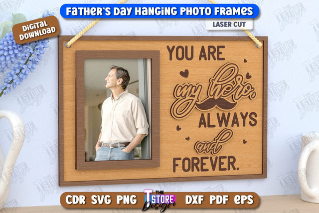 Father's Day Hanging Frames | Gift Idea | Wall Décor | Photo Frame | CNC File SVG The T Store Design 