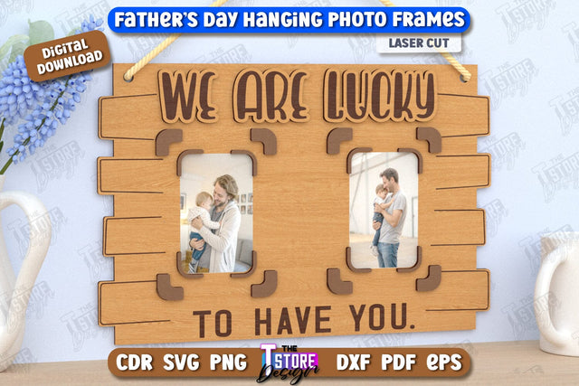 Father's Day Hanging Frames | Gift Idea | Wall Décor | Photo Frame | CNC File SVG The T Store Design 
