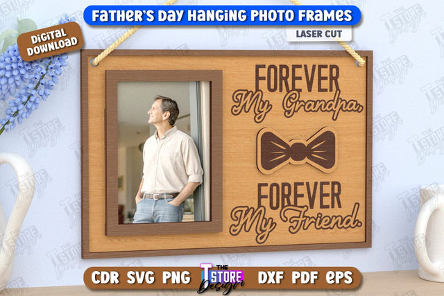 Father's Day Hanging Frames | Gift Idea | Wall Décor | Photo Frame | CNC File SVG The T Store Design 