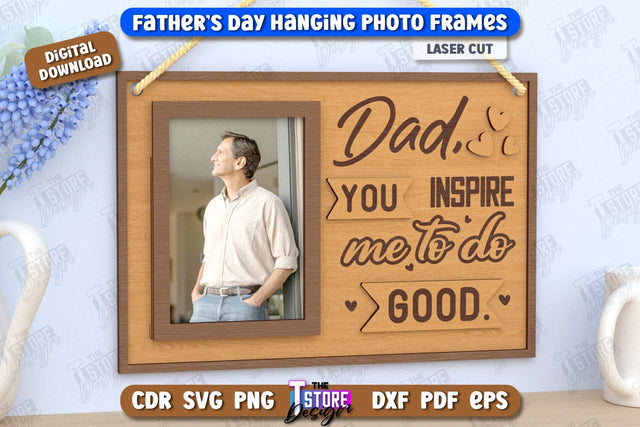 Father's Day Hanging Frames | Gift Idea | Wall Décor | Photo Frame | CNC File SVG The T Store Design 
