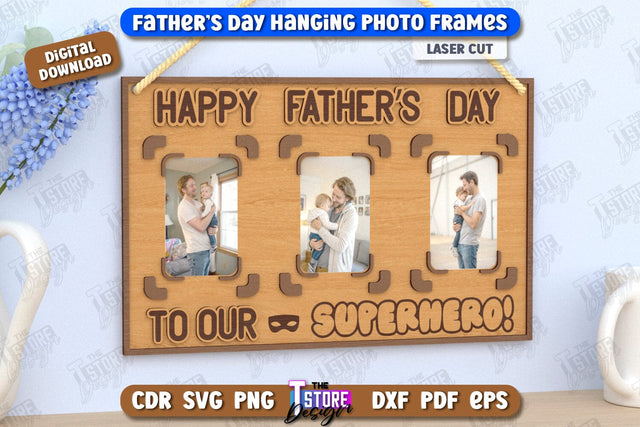 Father's Day Hanging Frames | Gift Idea | Wall Décor | Photo Frame | CNC File SVG The T Store Design 
