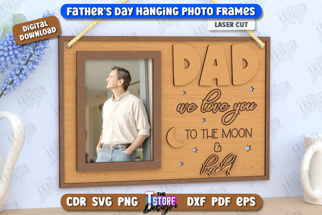 Father's Day Hanging Frames | Gift Idea | Wall Décor | Photo Frame | CNC File SVG The T Store Design 