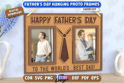 Father's Day Hanging Frames | Gift Idea | Wall Décor | Photo Frame | CNC File SVG The T Store Design 