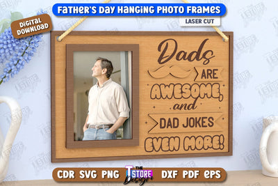 Father's Day Hanging Frames | Gift Idea | Wall Décor | Photo Frame | CNC File SVG The T Store Design 
