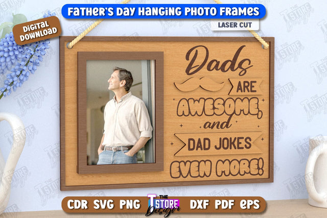 Father's Day Hanging Frames | Gift Idea | Wall Décor | Photo Frame | CNC File SVG The T Store Design 